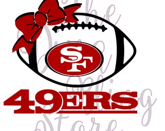 49ers Inspired Football with Bow SVG FIle