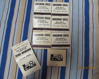 8 Vintage Advertising Matchbooks Bingman Drug Circleville Ohio New Unused Matchbooks
