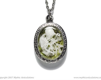Imp Skeleton Pendant with Moss Taxidermy Necklace