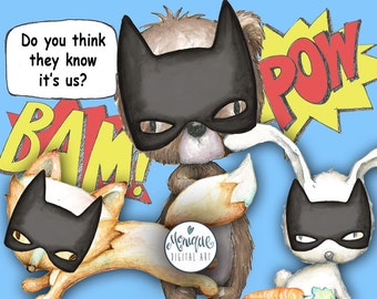Batman clipart, Woodland watercolor clipart, Nursery, Pattern, planner stickers, planner girl, watercolor, hand painted