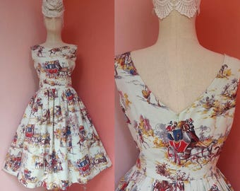 Pin Up Dress 50s Dress Rockabilly Dress 1950s Dress Casual Dresses Summer Dress Womens Sundress Print Dress Cotton Dress Tea Length Dress M
