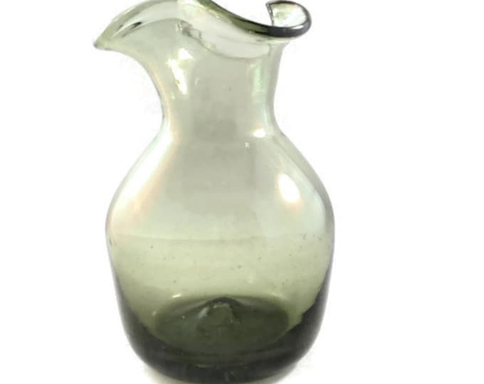 Hand Blown Glass Vase | Pilgrim Art Glass | Green Vintage Art Glass