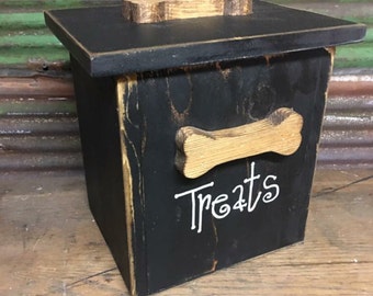 Primitive Dog Treats Food Canister Box Holder