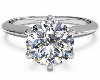 2 carat Forever One Moissanite Engagement Ring, Charles and Colvard Moissanite Engagement Ring Forever One Moissanite Engagement Ring, 18k