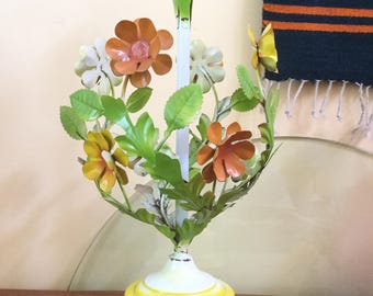 60's Lighting, Flowered Metal Lamp, FREE SHIP