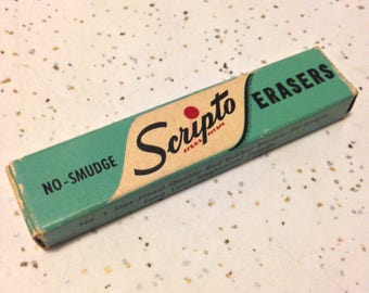 RARE Vintage Scripto Pencil Erasers for Mechanical Pencils in Original Box