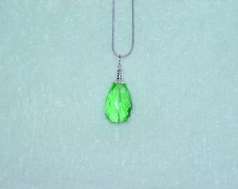 Emerald Faceted Teardrop Pendant Necklace