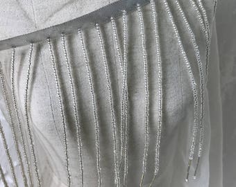 1 Yard White/Black Bead Fringe Trim – Bridal Costume Tassel, Curtain Edge Lace, Sew-On Beaded Trim