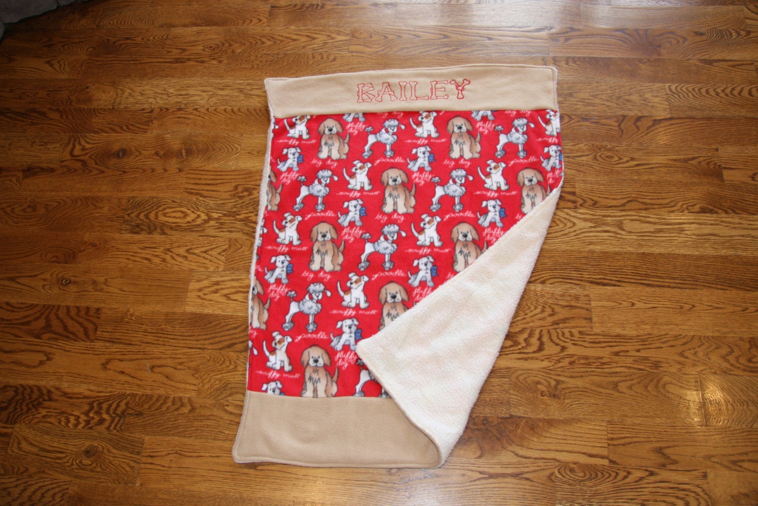 REVERSIBLE Pet Blanket Dog Blanket Fleece Custom Embroidered