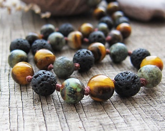 Tiger eye necklace Men's Beaded Necklace Minimalist necklace for men Bead men's necklace tribal necklace Jewellery for Mens stone necklace