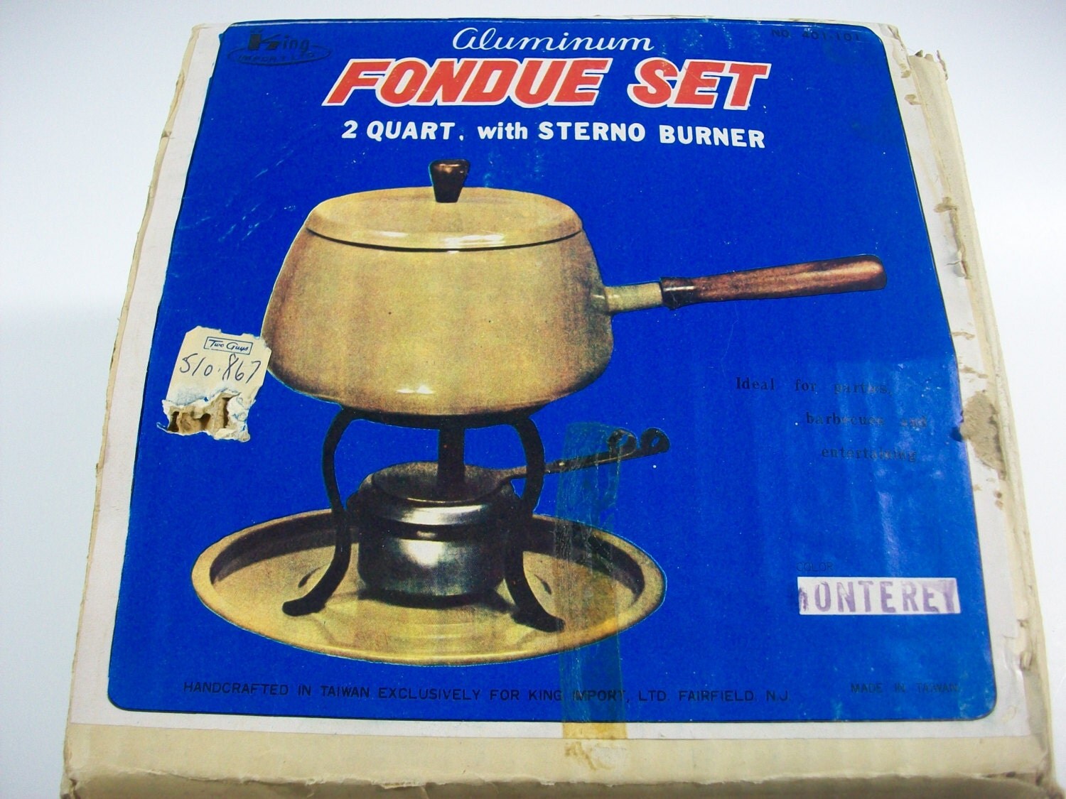 Vintage Fondue Set 2 Qt with Sterno Burner Unused