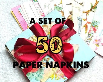 50 Paper Napkins for Decoupage SET of 50 MIX DESIGNS.