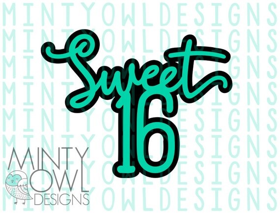 Download SVG Cut File Sweet 16 Happy 16th Topper DIY Cake Topper