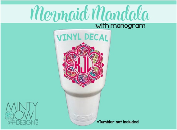 Monogram Decal Mermaid Mandala Sticker Mermaid Scales