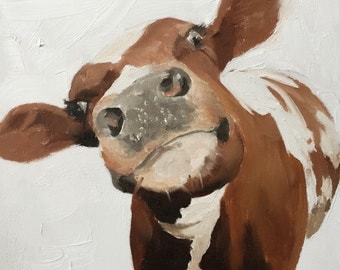 Cow Painting Cow Art Cow PRINT - Cow Oil Painting Holstein Cow
