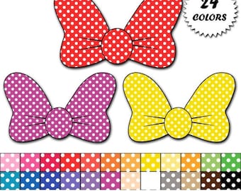 60% OFF SALE Minnie mouse bow clipart, polka dot Minnie bows clip art, digital scrapbooking, commercial use - Instant Download - M347