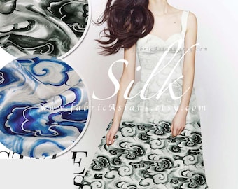 Grey silk Cloud fabric Oriental fabric 118x120cm achat tissu asiatique