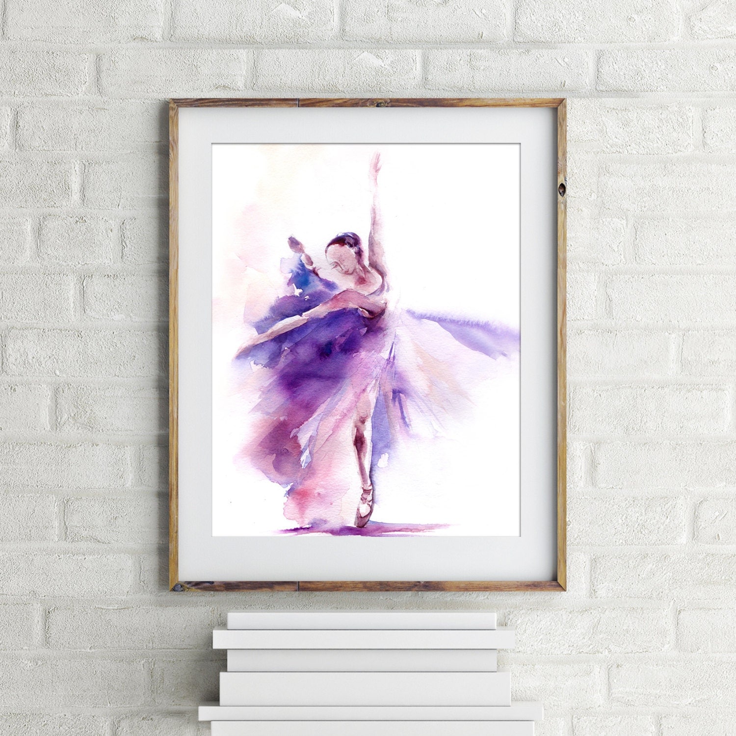 Art Print of Ballerina in Purple Watercolor painting print