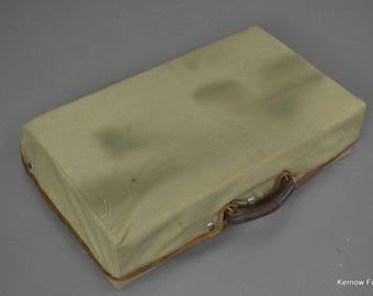 Antique Brown Leather Suitcase & Cover