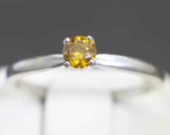 Very Rare Canary Yellow Diamond Engagement Ring (.19cts 3.61mm) Size 7