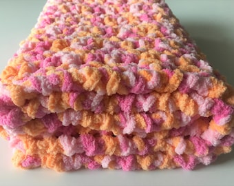 Pink Baby Blanket, Crochet Baby Blanket, Car Seat Blanket, Blue Baby Blanket, Baby Girl Blanket, Bernat, Handmade Blanket, Free Shipping