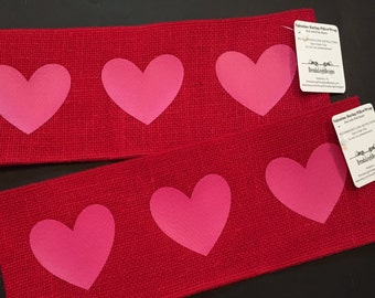 Valentine Heart Burlap Pillow Wrap/ Decorative Pillow Band/Valentine's Day Gift
