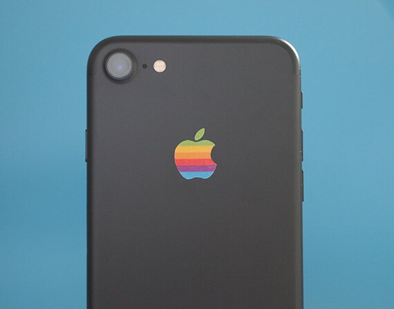 Retro vintage apple rainbow logo >>SALE<< iPhone 7 and older Decal sticker fits all sizes.
