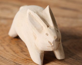 Hand-carved Handmade Wooden Large Rabbit Easter Bunny Figurine Ornament Rabbits Decor