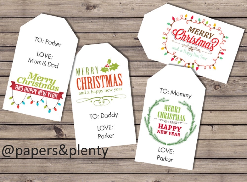 Printable Christmas Gift Name Tags DIY Digital by papersandplenty