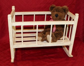 Vintage Wood Doll Cradle, Doll Bed, Doll Crib, Gift for Girl Child, Gift for Her