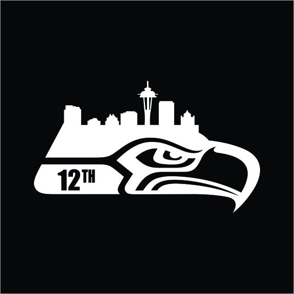 Seattle Seahawks Cityscape 12th Man Vinyl Decal / Sticker