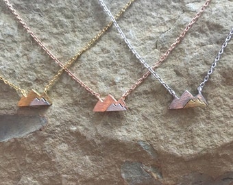 Two Tone Mountain Necklace, dainty mountain necklace, silver mountain, gold mountain, rose gold mountain, mountain necklace