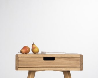 Nightstand, night stand, bedside table, bed side table, mid century modern, scandinavian, end table, small side table with drawer, oak wood