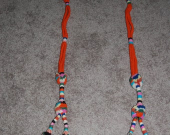 Vtg. '60s Wool Curtain tie backs. Shabby Chic Tie back tassels. Orange Curtain Rope Ties. Large tassel tie backs. Vtg Shabby Chic Tie backs.