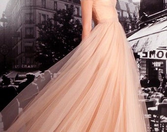 Blush Maxi Tulle Skirt/ Long Nude Tulle Skirt/ Shades of Rose Floor Length Tulle Skirt/ Maxi Wedding Skirt