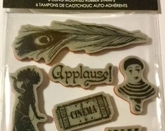 NEW Hampton Art 6 Cling Rubber Stamp Set Paris Applause