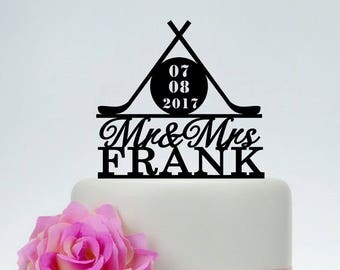 Custom Hockey Cake Topper,Mr and Mrs Wedding Cake Topper, Hockey Theme Wedding, Hockey Fan Wedding, Hockey party Cake Topper C205