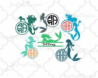 Mermaid Svg, Mermaid Monogram Svg, Mermaid Svg Files, Split Mermaid Svg, Split Monogram Svg, Circle Monogram Svg, Nautical Svg