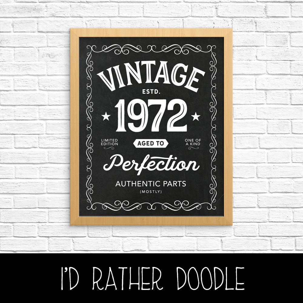 Aged to Perfection Sign Vintage 1972 Chalkboard Sign 1972