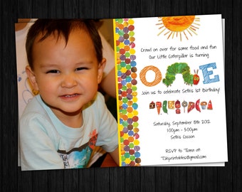 Hungry Caterpillar Invitation ONLY, Hungry Caterpillar Birthday, Hungry Caterpillar Thank You, Hungry Caterpillar Party Supplies
