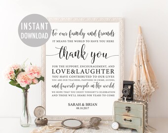 Wedding Thank You Sign Template, Thank You Card Sign, Guest Thank You, Thank You Poster, Reception Signage, Printable Thank You, Wedding Day