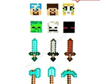 Minecraft Inspired Cupcake Toppers 12 or 24 packs: Featuring Heroes, Enemies, Weapons & Tools