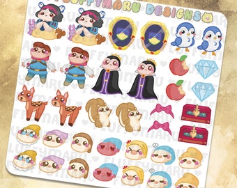 Snow White Deco Set || Planner Stickers, Cute Stickers for Erin Condren (ECLP), Filofax, Kikki K, Etc. || DS20