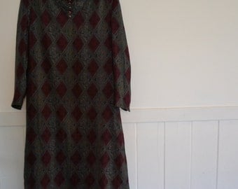 vintage 80's 90's long sleeve dress size S/10 geometric paisley Couture House Reiko