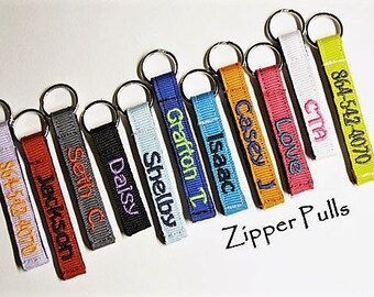 Personalized Zipper Pulls, Pick a Color, Coat/Jacket/Bookbag/Lunch Box IDTags, Made to Order, 3/8"