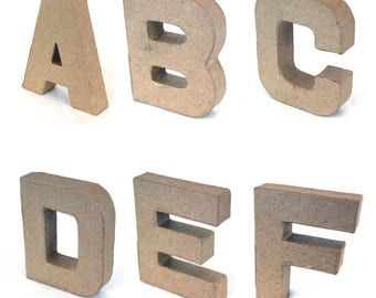 Papier Mache Alphabet Letters and Ampersand, 10cm high, free standing, Cardboard Letters, Decoupage Letters, ScrapBooking, Alphabet Art