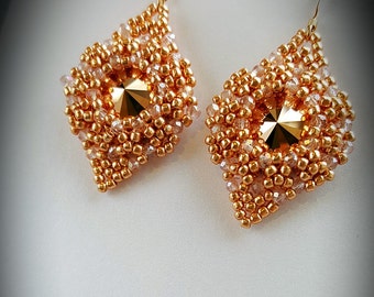 Beaded Swarovski Rivoli Crystal Earrings