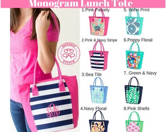 Monogram Lunch Bag, Personalized Lunch Bag, Monogram Insulated Bag, Lunch Box, bridesmaids gifts, Teachers gift, summer camp