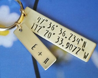 Long distance boyfriend Gift for boyfriend latitude longitude keychain long distance relationship one year anniversary gift for him