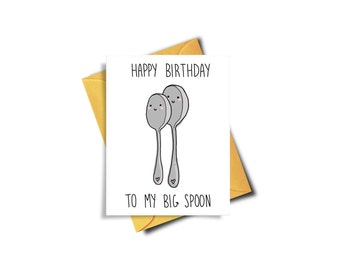 Funny Birthday Card Big Spoon, Girlfriend Card, Love Card, Birthday Card For Boyfriend Girlfriend, Card For Him, Card For Her, Spooning